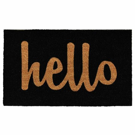 CONFIGURACION 24 x 36 in. Script Hello Rectangular Doormat Black & Natural CO3357252